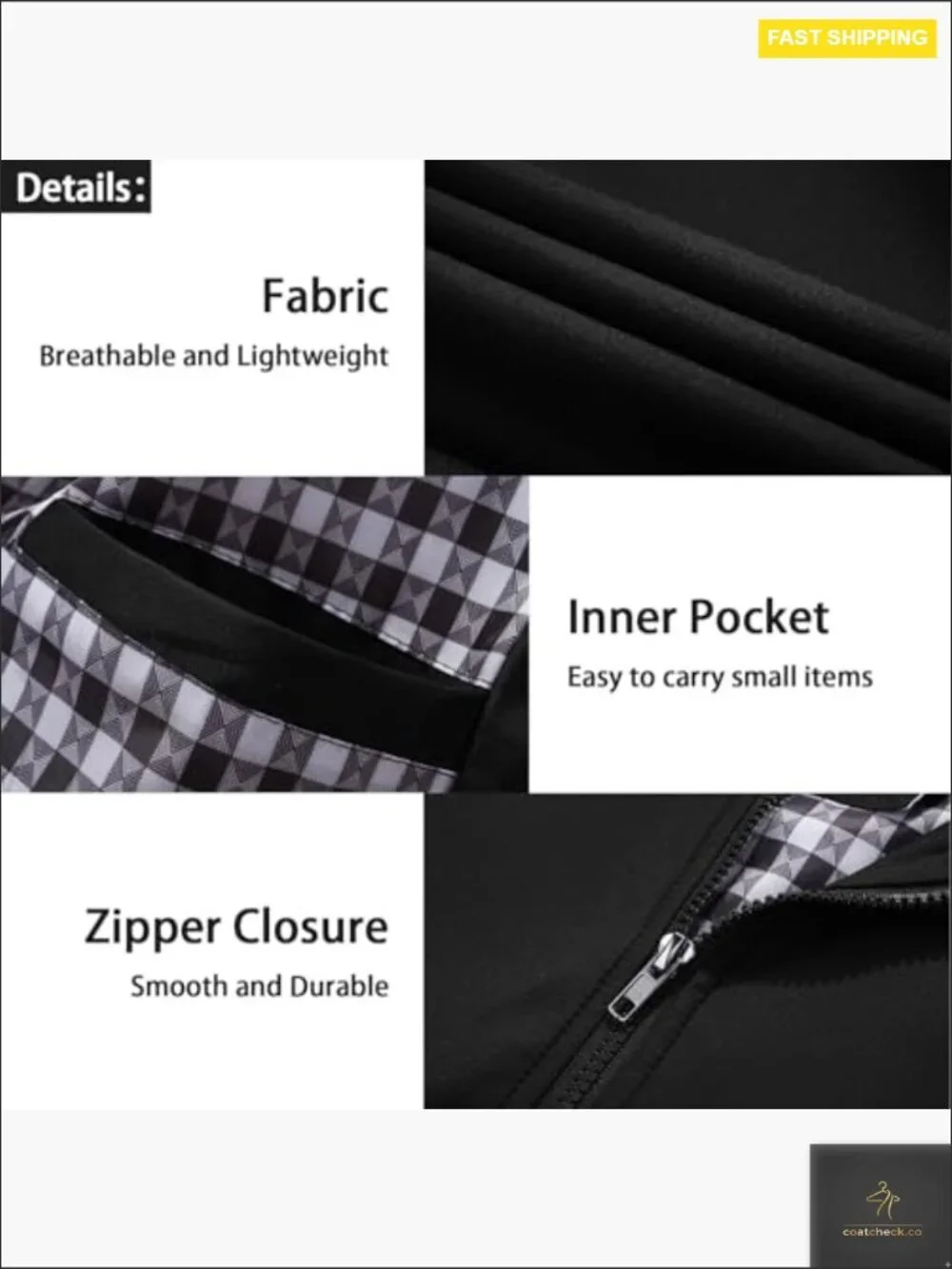Men's Lightweight Windbreaker Flight Jacket Classic Fit Polyester Casual Outwear